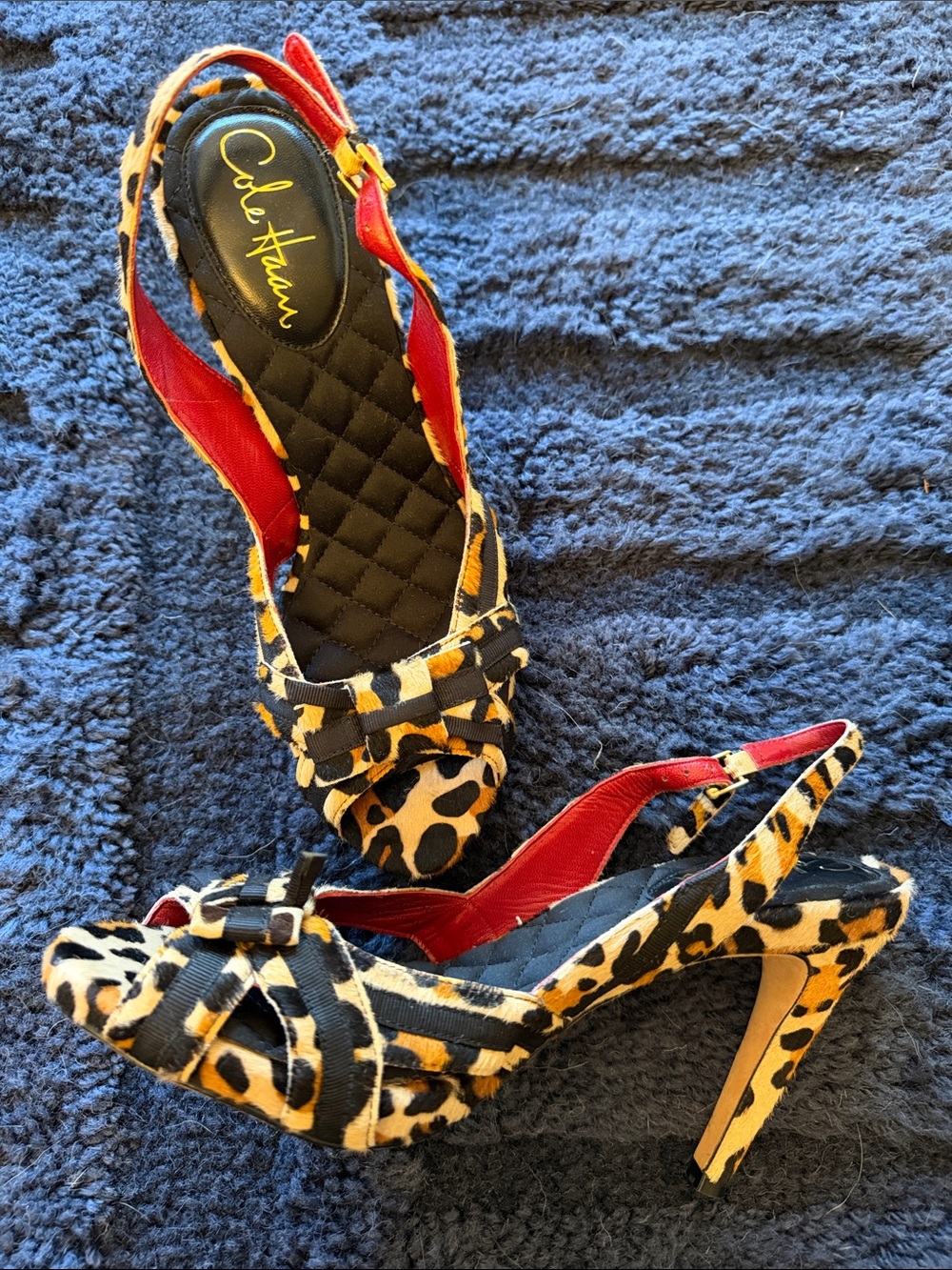 Cole Haan Nike Air Leopard Print Slingback Heels in Yellow, Black and Red
